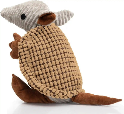 Hollypet Plush Dog Squeaky Toy Stuffed Armadillo Animal Pet Puppy Chew Toys with Clean Teeth for Small Medium Large All Breed Sizes Dogs, Gray, 8 In46