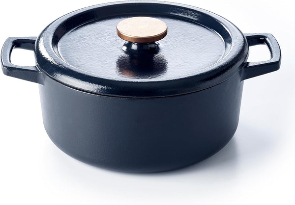 Nori 5-Qt Enameled Cast Iron Dutch Oven with Lid, Black Casserole Pot | Cast Iron Dutch Oven W/ 3-Layer Enamel Coating (Not Ceramic); Oven & Induction Safe.1