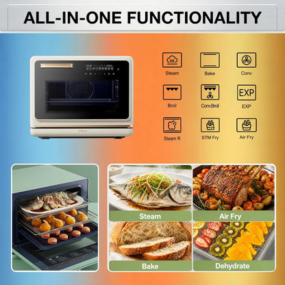 R-Box Pro Countertop Combi Steam Oven White, Air Fryer Toaster Oven with EXP, 1.2 Cu. Ft. XL Capacity, 1800W Steam Fry Technology, 86-446°F Precision, 32 Presets, Easy-To-Clean Enamel Interior2