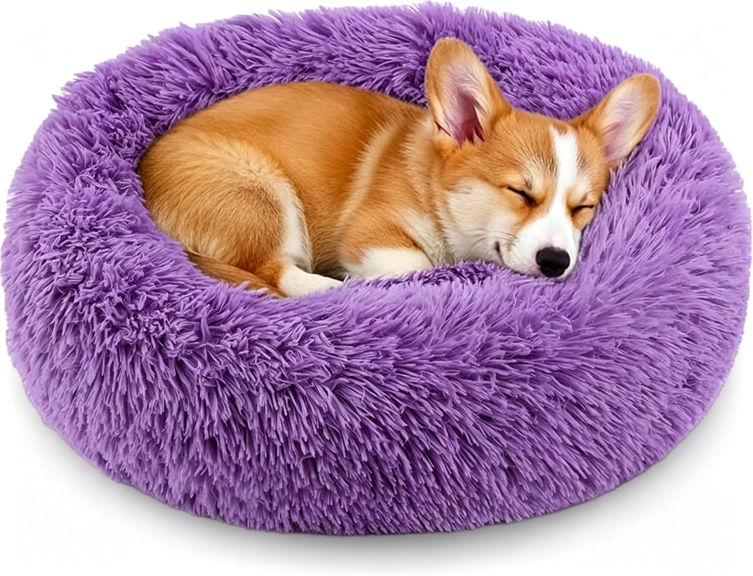 calming-donut-dog-and-cat-bed-for-indoor-cats-anti-anxiety-round-fluffy-soft-washable-small-pet-bed-for-puppy-and-kitten-warming-comfortable-luxury-anti-slip-waterproof-mute-base-20in-gray