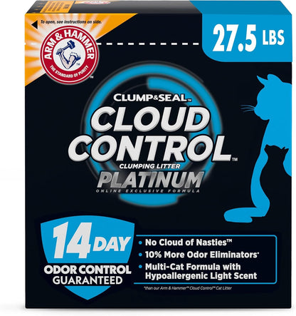 ARM & Hammer Slide Platinum Easy Clean-Up Clumping Cat Litter, 27.5 Lbs | 24/7 Odor Control, Triple-Action Freshness, Non-Stick, Low Tracking, Multi-Cat Formula, Scented11