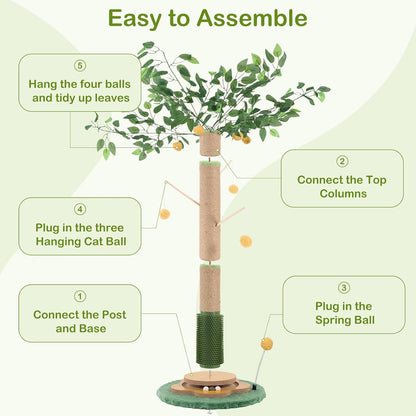 Tall Cat Scratching Post 51 Inch, Sisal Rope Cat Scratcher Tree | for Indoor Cats, Kittens and Large Cats to Stretch, Scratch, Play and Self-Groom; Suitable for Living Rooms and Cat Spaces.9
