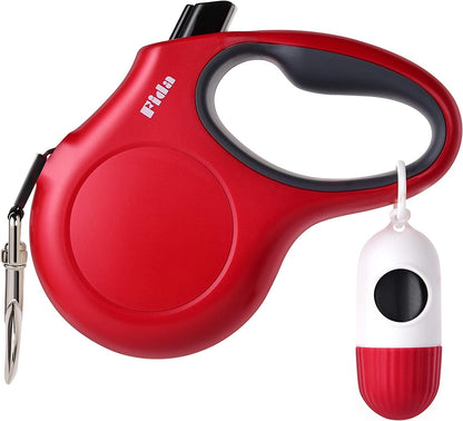 Fida Retractable Dog Leash for Small Breed up to 26 Lbs, 16 Ft Pet Walking Leash with Dispenser and Poop Bags, Anti-Slip Handle, Reflective Strong Nylon Tape, One-Handed Brake (S, White & Pink)11