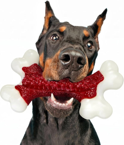 Kseroo Tough Dog Chew Toys for Aggressive Chewers 20-90Lbs, Beef Flavored | Beef Flavored Rock-Hard Nylon Bone, Discourages Destructive Chewing, Teeth Cleaning Textured, for Medium & Large Breeds1