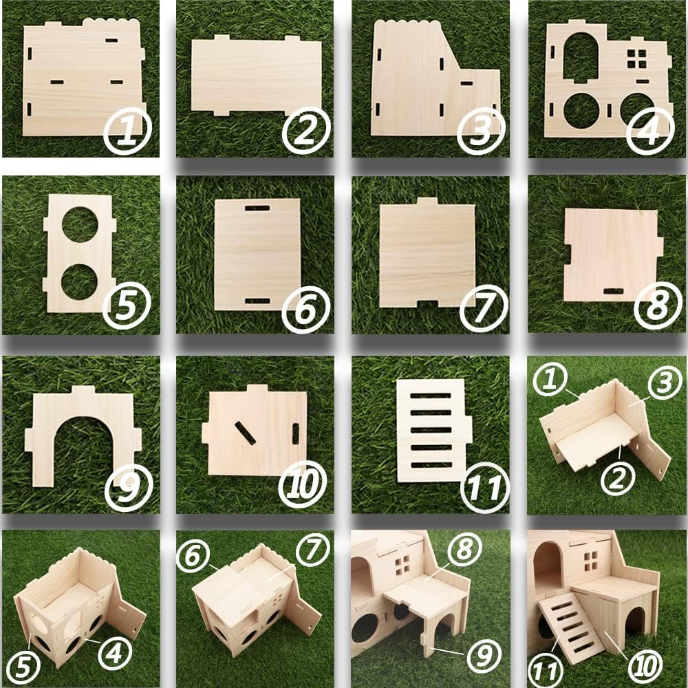 tiny-hamster-maze-wood-house-fun-slide-house-double-decker-hut-for-dwarf-gerbil-mouse-mice-rat-small-animalsonly-for-small-hamster