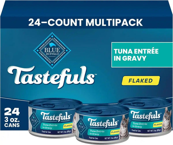 Blue Buffalo Tastefuls Flaked Adult Wet Cat Food Variety Pack (Tuna, Chicken, Fish & Shrimp), Natural Ingredients Enhanced with Vitamins, Minerals & Other Nutrients, 3-Oz. Each (12 Cans)11