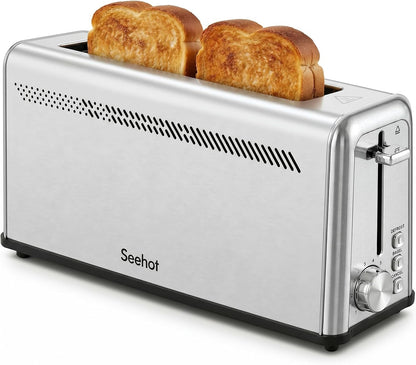 ® Slim Long Slot Stainless Steel Toaster, Toaster 2 Slice Wide Slot with 10.24 X 1.5 in Slot, Bagel Defrost Cancel, 7 Shades, Crumb Tray1