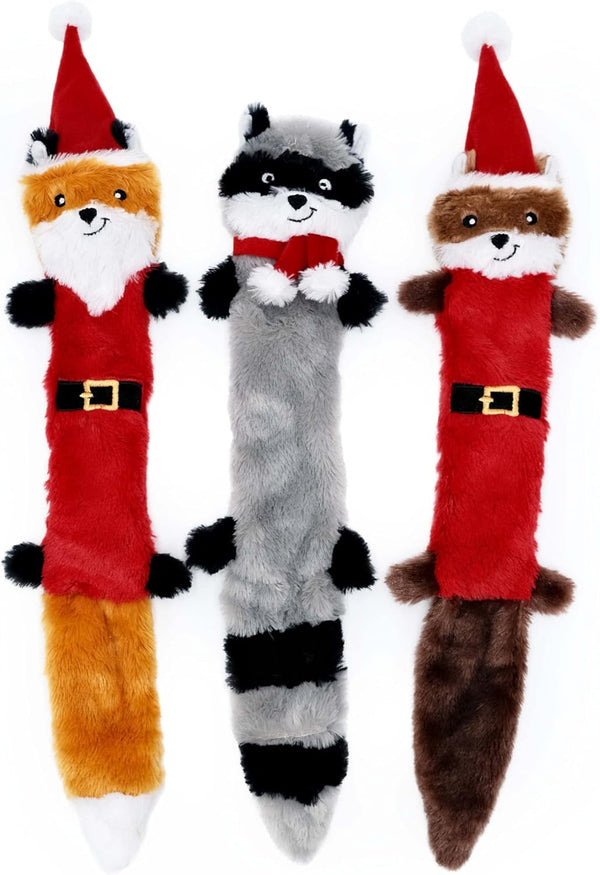 Zippypaws Skinny Peltz - No Stuffing Dog Toy Pack to Keep Them Busy, for Medium and Large Dogs, Squeaky Pet Toys, Unstuffed Chew Toys, Soft Plush Variety Pack, Fox, Raccoon, and Squirrel - 18"13