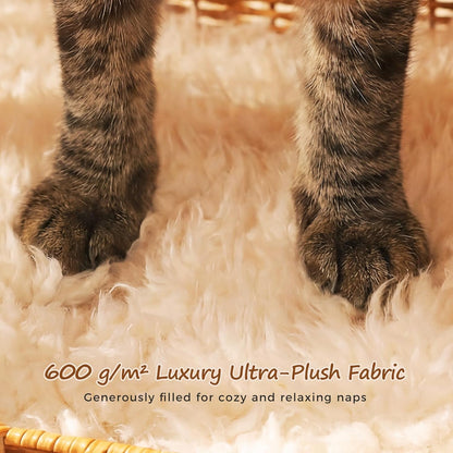 MUTTROS Elephant-Shaped Cat Condo Bed for Indoor Cats, Woven Cat House with Thick Plush Cushion for Large Cats and Kittens, Sturdy Pet Hideaway for Small Dogs and Rabbits, 35 X 12 X 13 Inches5