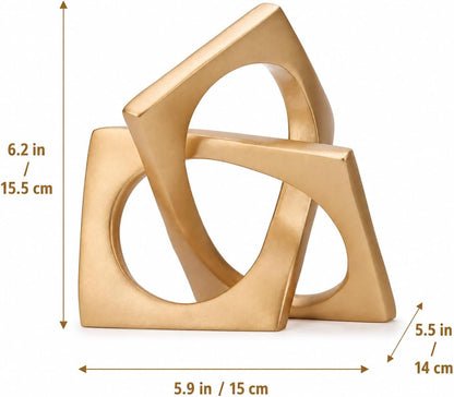 Gold Knot Statue for Coffee Table Centerpiece Decor,Modern Abstract Art Geometric Sculpture and Figurines, Home Decor Accent,Cube Knick Knacks for Shelves,Bookshelf,Entryway,Floating4