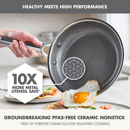 Hybrid 8" Stainless Steel Frying Pan, Ceramic Nonstick Skillet | APEX Tri-Ply Pan, Pfas-Free Thermobond Nonstick, Induction & All Cooktop Compatible, Dishwasher & Oven Safe to 850F, Silver3
