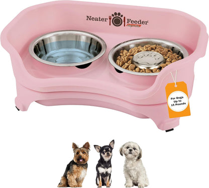 Neater Feeder Express Mess Proof Dog Bowls Elevated for Small Breeds under 15 Lb, Made in USA, No Spill Raised Dog Food Bowl Stand, Stainless Steel Food and Water Bowl Set, Feeding Station, Cappuccino28