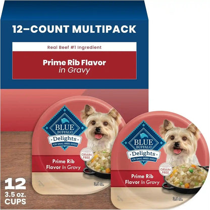 Blue Buffalo Delights Variety Pack Natural Grain Free Wet Dog Food for Small Breed Dogs (Filet Mignon Flavor & New York Strip Flavor) in Gravy with Natural Ingredients, 3.5-Oz. Each (12 Cups)20