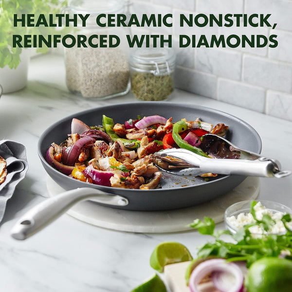 Lima Hard Anodized Healthy Ceramic Nonstick 12.5" Wok Pan with Helper Handle, Pfas-Free, Oven Safe, Gray2
