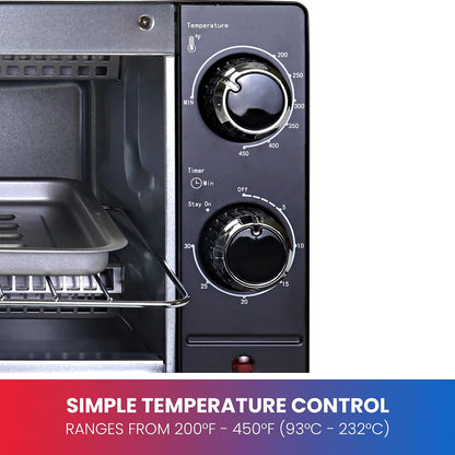 Total Chef Toaster Oven - Countertop Oven for Toast, Bake, Broil, Pizza, Compact Size for Small Kitchen, Appliance with Timer, Black3