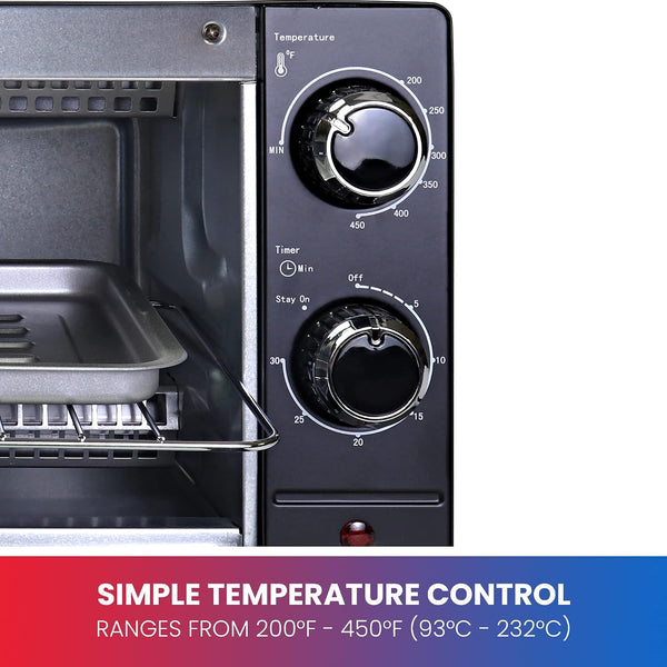 Total Chef Toaster Oven - Countertop Oven for Toast, Bake, Broil, Pizza, Compact Size for Small Kitchen, Appliance with Timer, Black3