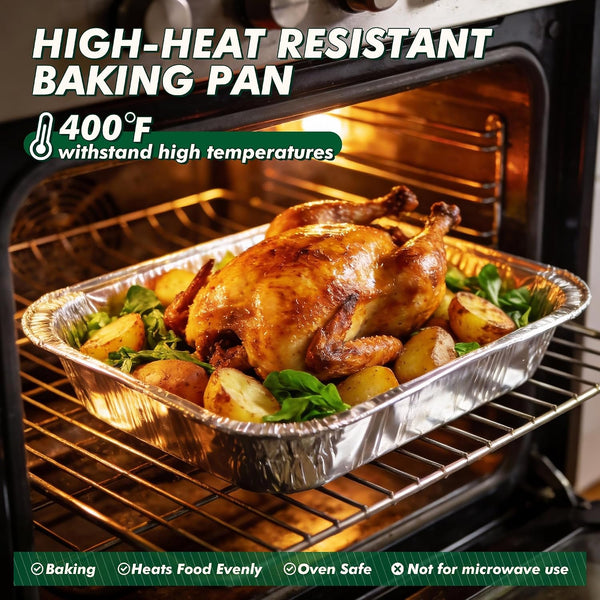 9X13 Aluminum Foil Pans 30 Pack, Disposable Half Size Deep Steam Foil Pans for Cooking, Roasting Turkey, Baking, Meal Prep, Parties & Food Prepping - Thanksgiving, Christmas, Parties, Catering4