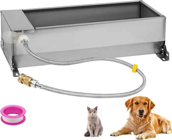 Automatic Livestock Water Trough Large Capacity, Self Filling Dog Waterer | Outdoor Animal Drinking Water Bowl Dispenser with Float Valve, Stainless Steel Water Trough for Horse,Goat,Pig,Dog,Sheep1