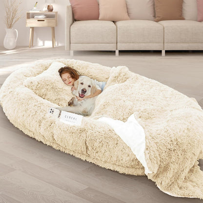ROOMTEC Human Dog Bed, 71''X45''X12'' Size Fits Adult and Pet Washable Giant People Bed 10 CM Thick Memory Foam Large Oversize Pet Bed with Plump Pillow, Blanket, Strap - Grey14