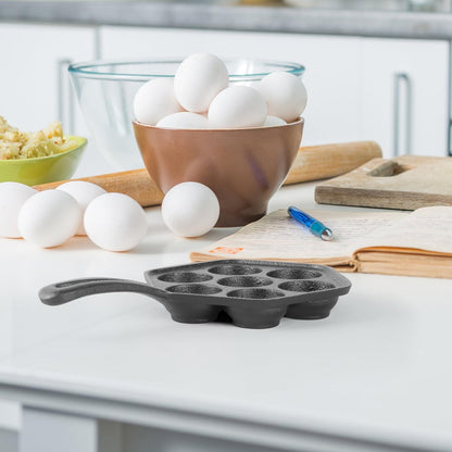 Danish Aebleskiver Pan, Pre-Seasoned Cast Iron, CHCI4105 | Seven Sections for Mini Puffs and Pancake Balls, Works on All Cooktops Including Induction, Outdoor Cookware for Grills7