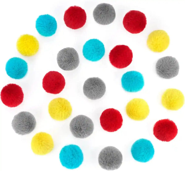 CHIWAVA 24PCS 1.8" Catnip Furry Cat Toys Ball Soft Pom Pom Balls Kitten Chasing Quiet Play Assorted Color3