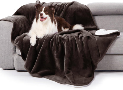 Gogobunny Waterproof Bed Blanket, Reversible Sherpa Fleece Throw Blanket for Dog Puppy Cat, Furniture Cover Protects Bed Couch Sofa from Liquid Pee and Pet Fur (Dark Purple, 50X60 Inches)10
