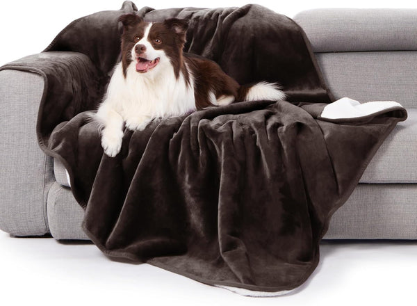 Gogobunny Waterproof Bed Blanket, Reversible Sherpa Fleece Throw Blanket for Dog Puppy Cat, Furniture Cover Protects Bed Couch Sofa from Liquid Pee and Pet Fur (Dark Purple, 50X60 Inches)10