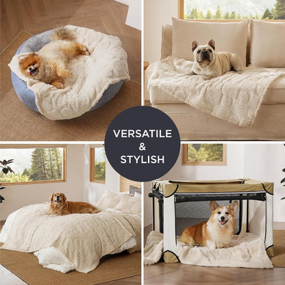 Bedsure Dog Blanket for Small Dogs Puppy Cats with Soft Fleece 25X35 White | 300GSM Fuzzy Jacquard Doggy Kitten Blanket Washable for Crate Cage, Pet Bed, Indoor Cats, Puppy Essentials, Cute Dog Gift4