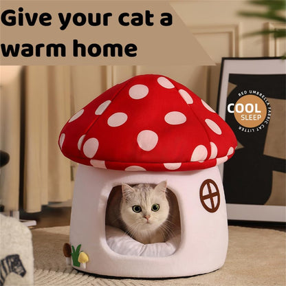 LYFJMUS Mushroom Cat Bed for Indoor Cats Mushroom Cow Shape Cat Cave Bed Cat Tent with Removable & Washable Cushion Pillow Cat House Bed for Cats Small Dogs ﻿4
