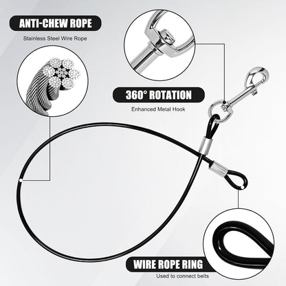 2 Pcs Chew Proof Metal Dog Cable Lead (Single Hook) | No Tangle, Leash Extender, for Small Medium Dogs Collar Harness3
