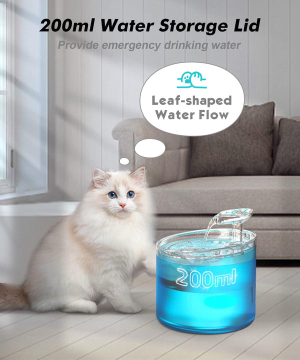NPET WF100 Cat Foutain, 54Oz/1.6L Automatic Pet Water Fountain Dog Water Dispenser with 2 Flow Modes, Bottom Suction LED Light Quiet Pump for for Cats & Small Dogs4