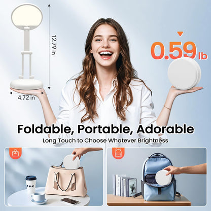 Rechargeable Table Lamp, 3600Mah Battery Operated Lamp Dorm Lamp | Cordless Lamp,10 Brightness,Portable,Small Size,Foldable,6-288H Endurance,Touch Control, Reading,Travel,Office,Nail,Emergency3