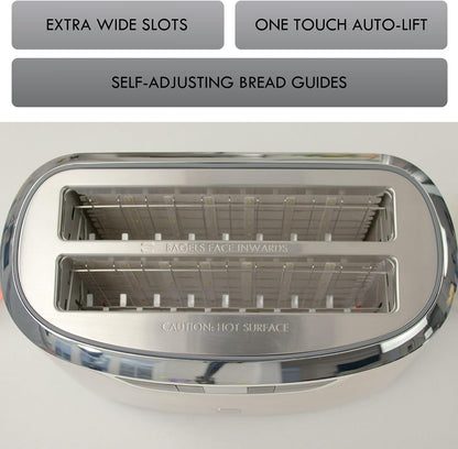 Kenmore Elite Toaster 4-Slice -Wide Slot Countertop Stainless Steel Auto Lift Toasters, Grill or Toast Bread Bagel & Buns, Commercial Easy Tray Clean Function with Compact Pop up Tostadora De Pan4
