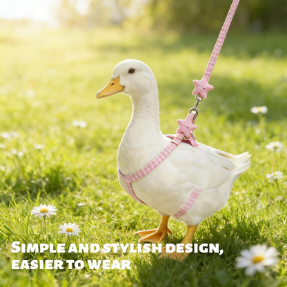 2Pcs Adjustable Chicken Harness and Leash Set, Duck Harness, Blue, Pink | Comfortable Duck Harness and Leash for Real Ducks, Upgraded Easy to Wear Chicken Vest, Goose Traction Rope with Cute Stars3