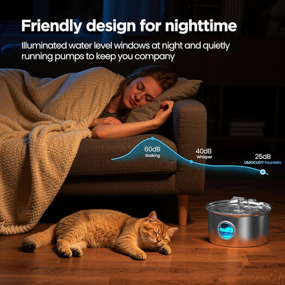 Cat Water Fountain Stainless Steel: 2.6L Cat Fountain for Drinking - Pet Water Fountain for Cats Indoor - Automatic Pet Water Dispenser Bowl - Best Auto Feeding Supplies Gift for Small Dog Large Kitty8
