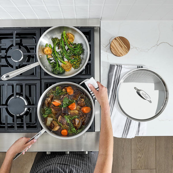 All-Clad D5 5-Ply Stainless Steel Cookware Set 5 Piece Induction Oven Broiler Safe 600F Pots and Pans Silver | the Upgrade for Supremely Even Heat, Professional, Brushed Stainless Steel, Induction Compatible, Oven Safe up to 600F7