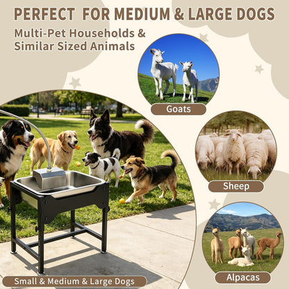 YUEPET Dog Water Bowl Dispenser, Automatic 3 Gallon Elevated Dog Bowl | Auto-Fill Float Valve, 4 Adjustable Heights, 3 Gallon Capacity, Stainless Steel Bowl, Outdoor Use, Dogs, Sheep and Goats9