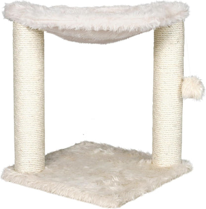 TRIXIE Baza XXL Cat Scratching Posts, Indoor Cat Furniture with Plush Hammock, Jute Scratcher Posts and Dangling Toy Ball, 18.1" L X 18.1" W X 19.7" H, Cream9