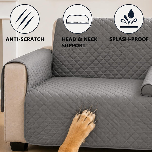 Calming Dog Bed for Couch, Single Seater Couch Dog Bed, Washable Dog Bed for Sofa, Non-Slip Water-Resistant Dog Sofa Mat for Furniture Protector, for Large Medium Small Dogs and Cats (Light Gray, A)4