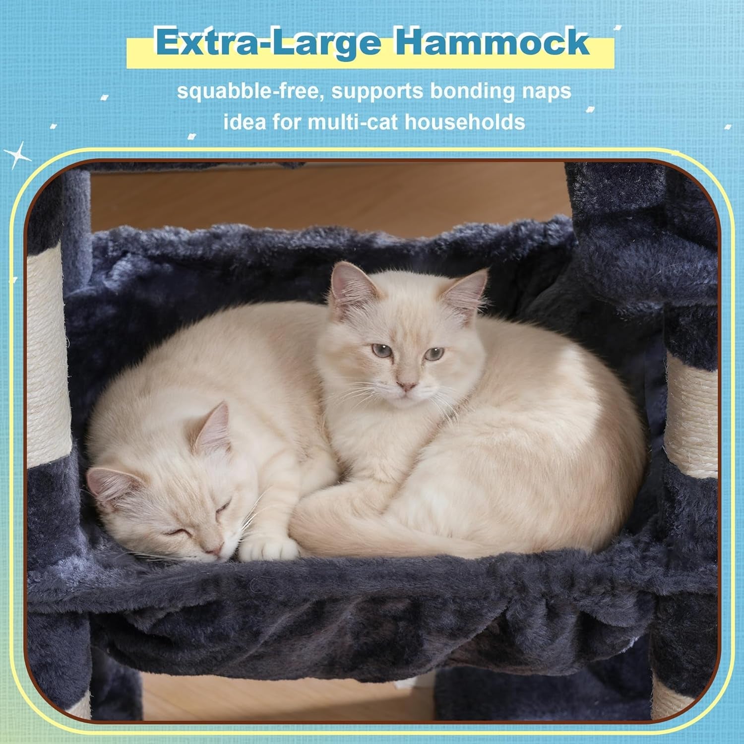 hey-brother-cat-tree-tower-with-3-condos-step-climbing-pathway-mpj081g-74-8-inches-scratching-post-with-3-house-hammock-large-basket-cozy-bed-sisal-board-toys-for-big-indoor-cats-smoky-gray