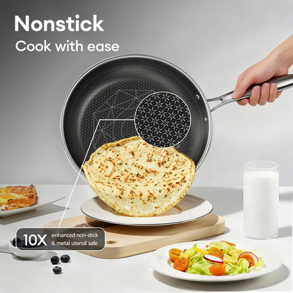 Hybrid Stainless Steel Cookware Set, 8Pcs Pots and Pans Set | Hybrid, Non Stick, Non Toxic, PFOA Free, Induction Compatible, Oven and Dishwasher Safe, Stay-Cool Handles2