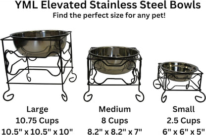 YML Wrought Iron Stand with Stainless Steel Dog Bowl, Large4