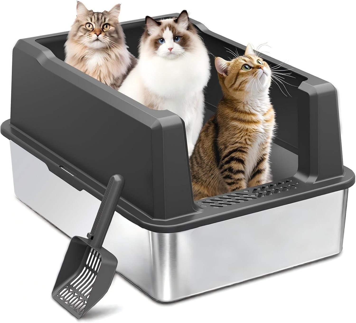 stainless-steel-cat-litter-box-11-8-high-sides-for-litter-scatter-urine-spray-control-easy-to-clean-non-stick-litter-pan-low-entry-for-kittens-small-cats-compact-space-saving-design