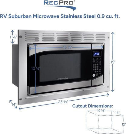 0.9 Cu. Ft. RV Microwave Stainless Steel | 900W, 10 Power Levels, 6 Express Cook Presets, Instant Start, Child Safety Lock, Removable Glass Turntable3