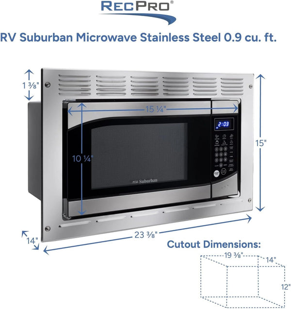 0.9 Cu. Ft. RV Microwave Stainless Steel | 900W, 10 Power Levels, 6 Express Cook Presets, Instant Start, Child Safety Lock, Removable Glass Turntable3