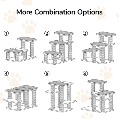 FUKUMARU Dog Stairs, Solid Wood Pet Stairs with Cat Scratching Post | Transformable Cat Step Hold up to 200 Lbs, 20" Pet Ramp for Dogs and Cats to Climb High Bed and Couch, over 6 Combinations8