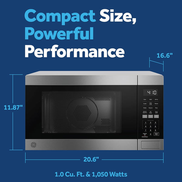 GE GCST10A1WSS Countertop Microwave Oven (Stainless Steel) | Stainless Steel, Combines Microwave, Air Fry, Convection, and Broil, Child Lock Technology, 4 Convenience Cook Settings2