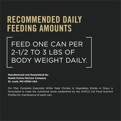 Purina Pro Plan High Protein Cat Food Gravy, White Meat Chicken and Vegetable Entree - (Pack of 24) 3 Oz. Pull-Top Cans7