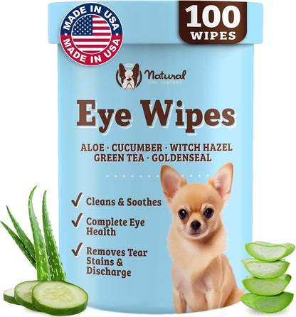 Natural Dog Company Wrinkle Wipes for Dogs, 100 Count, Hypoallergenic, Cleaning & Deodorizing, for Grooming Faces, Paws & Butts19