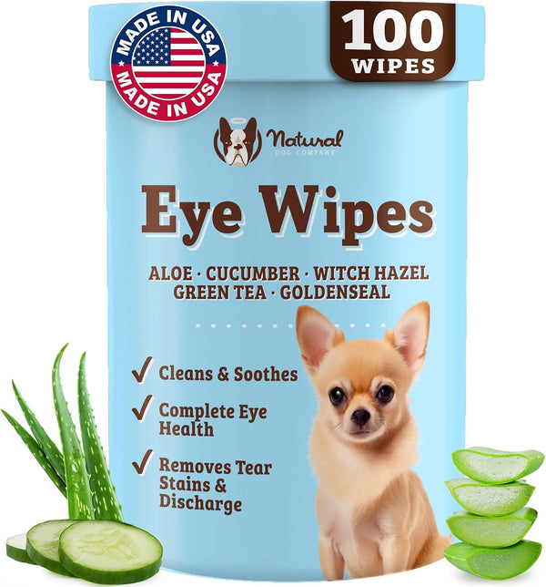 Natural Dog Company Wrinkle Wipes for Dogs, 100 Count, Hypoallergenic, Cleaning & Deodorizing, for Grooming Faces, Paws & Butts19